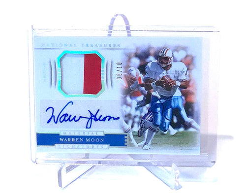 Warren Moon Card# MS-WM  Autograph and Player Worn Jersey Material (8 of 10)